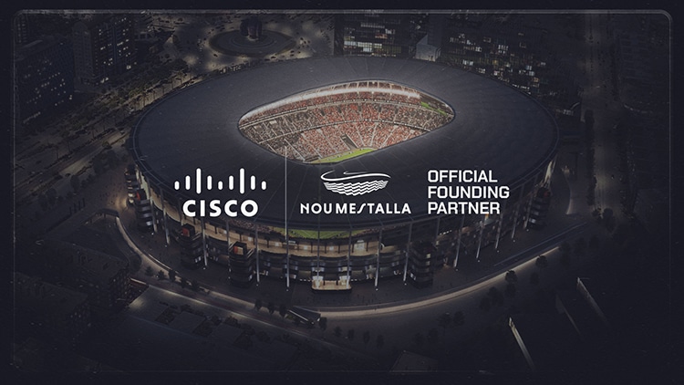 Logos for Cisco, Nou Mestalla, Official Founding Partner