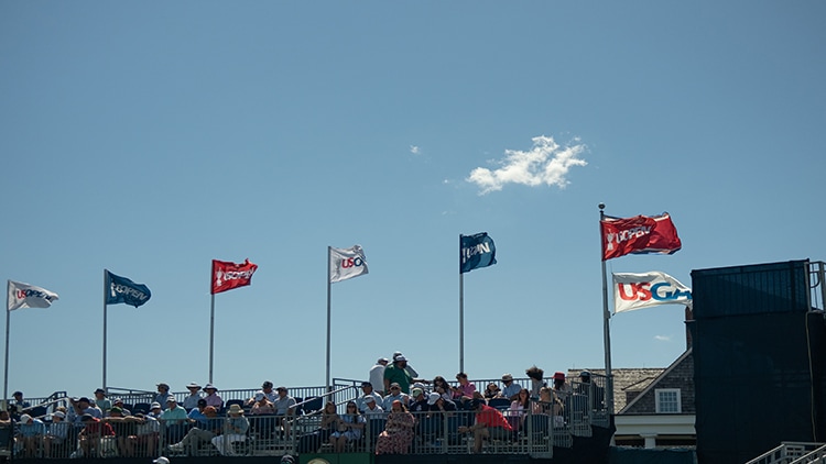  USGA golf tournament seating and event flags