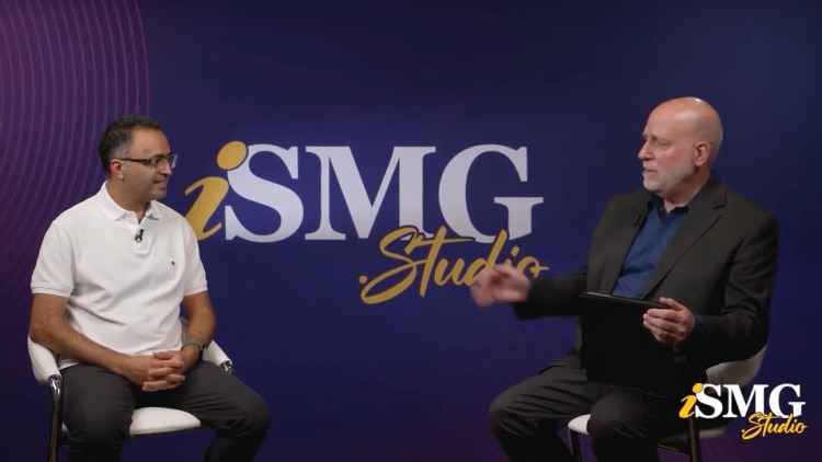 Amin Karbasi speaks with an interviewer in the ISMG Studio.