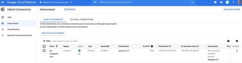 Verification of Interconnect Link Status from GCP Console