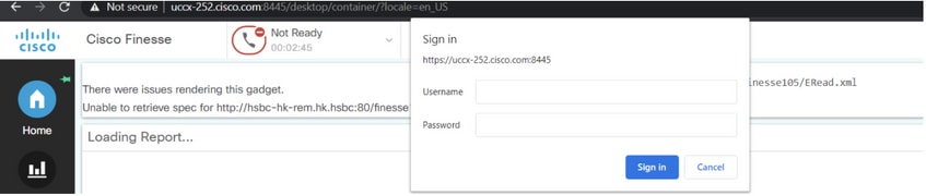 Finesse Prompts for Username and Passwords Multiple Times After Being Able to Sign In