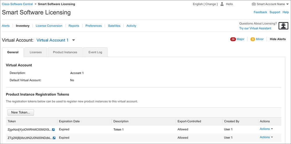 Generate a New Token from Cisco Smart Software Manager