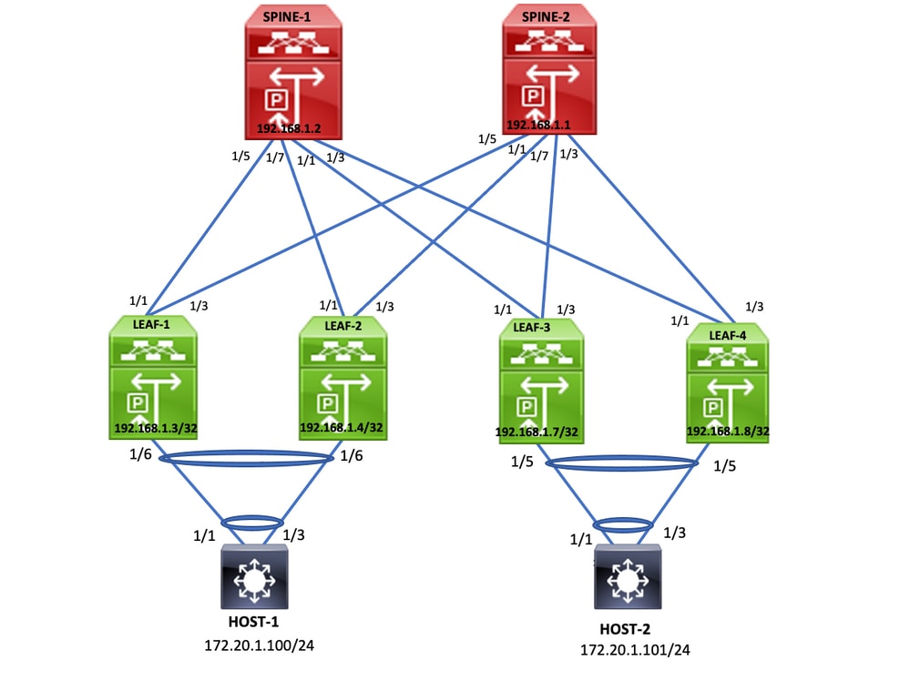 Network Diagram for LACP ESI Multi-Homing in EVPN VXLAN