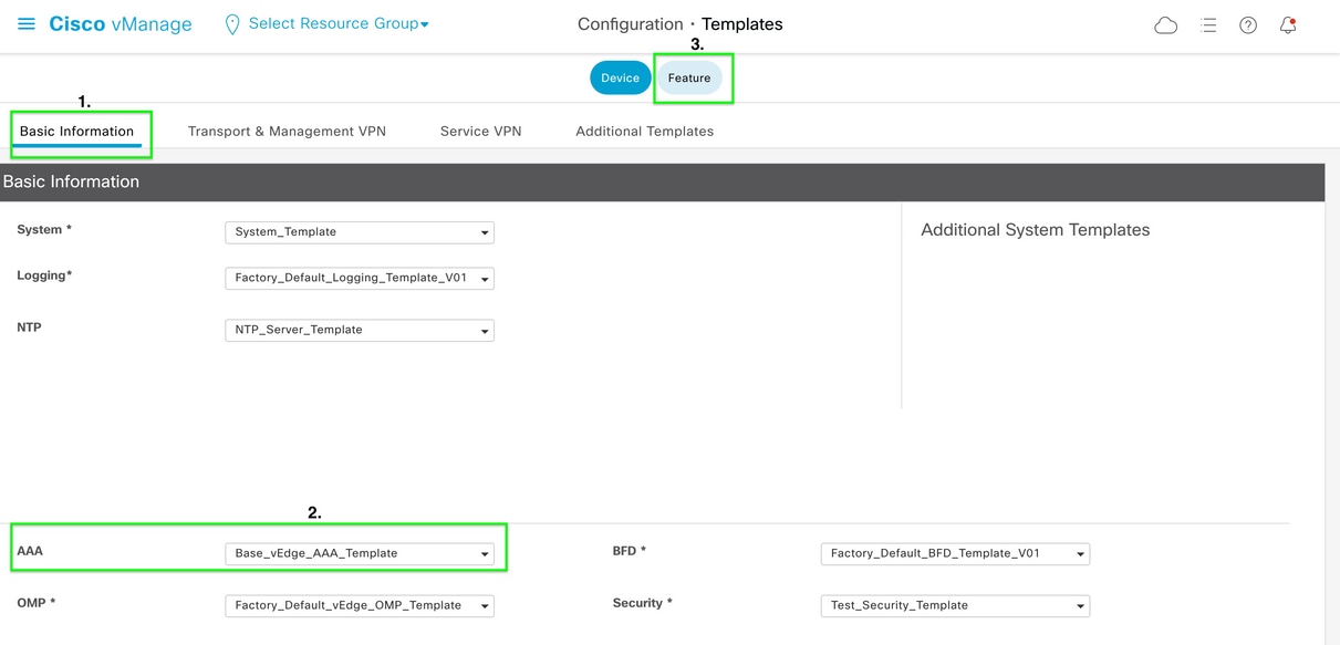Recupero della password con un modello su SD-WAN - Cisco