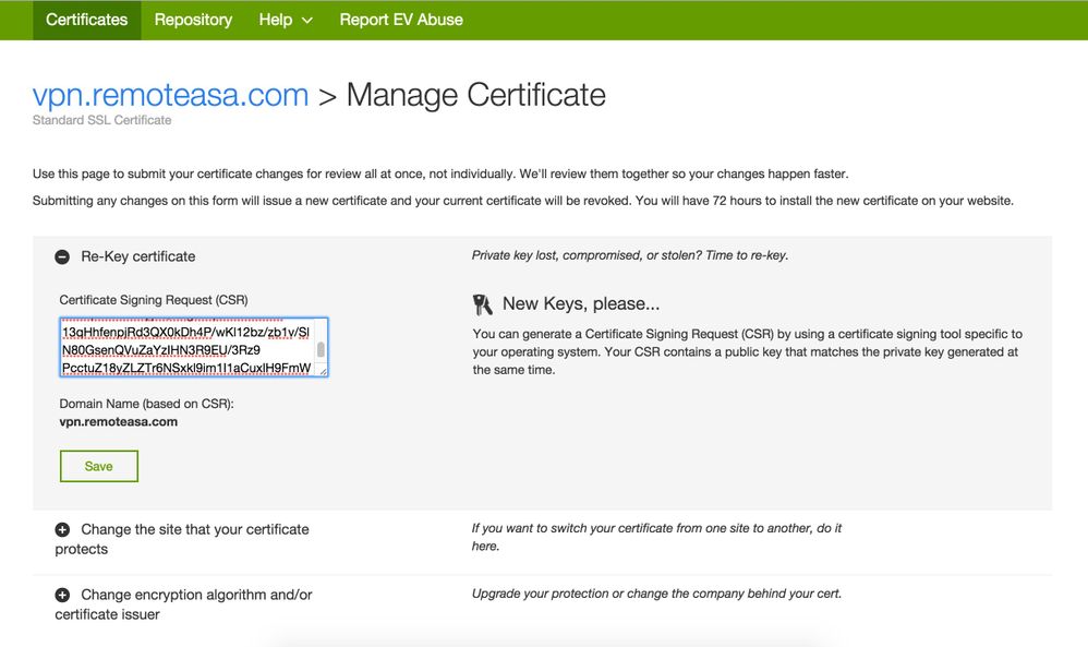 Manage certificate