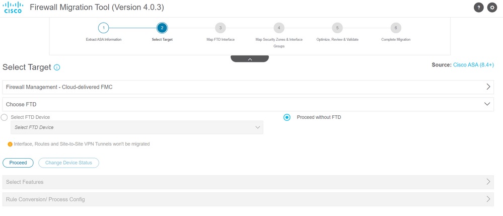 Cisco Cdo Interface CDO에서 방화벽 마이그레이션 도구 초기화 및 실행 - Cisco