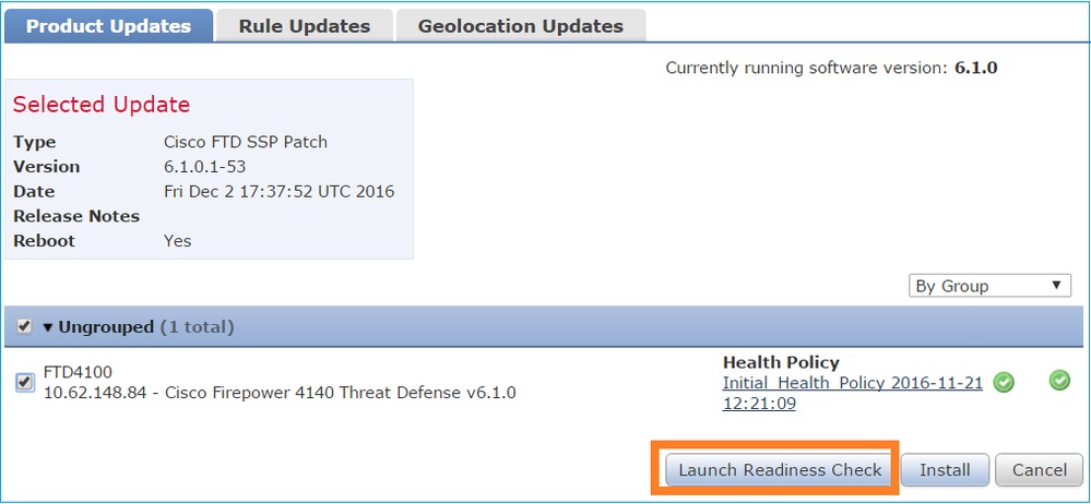 Shows Launch Readiness Check selected