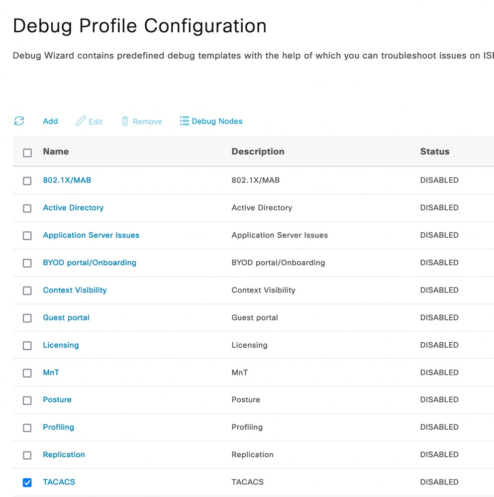 Debug Profile Configuration