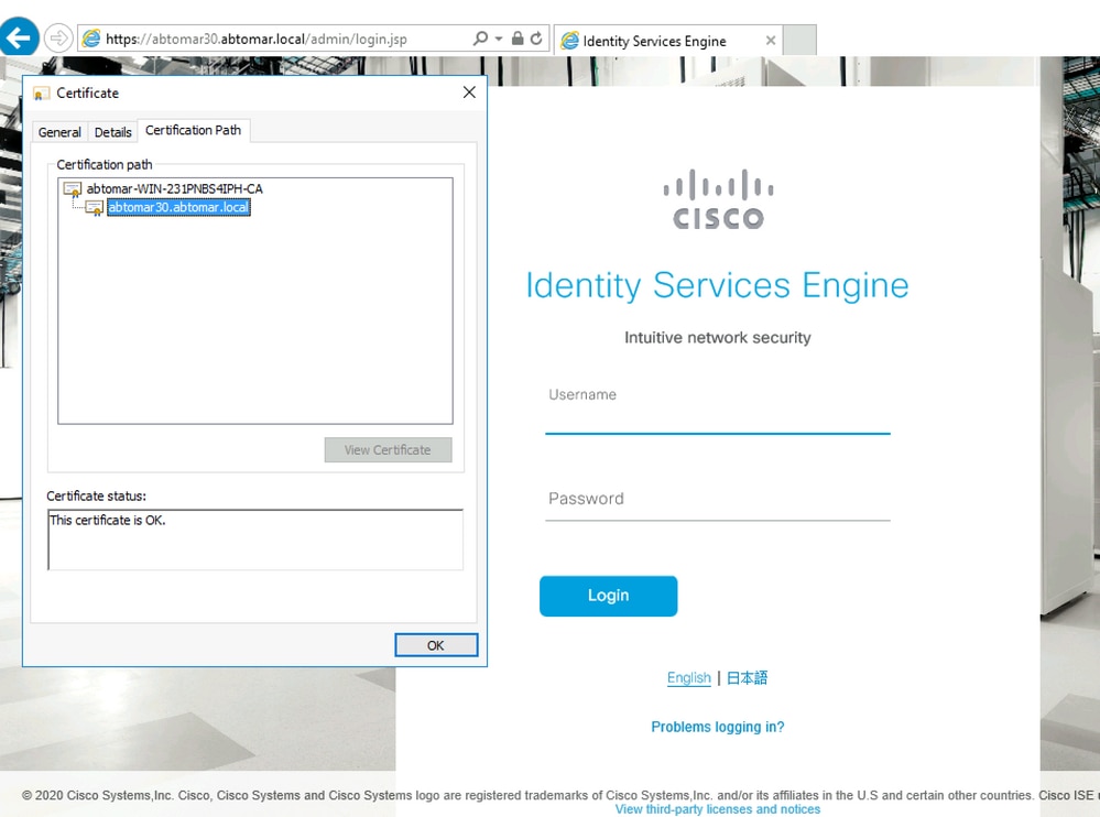 Install a third-party CA certificate in ISE - Verify certification path
