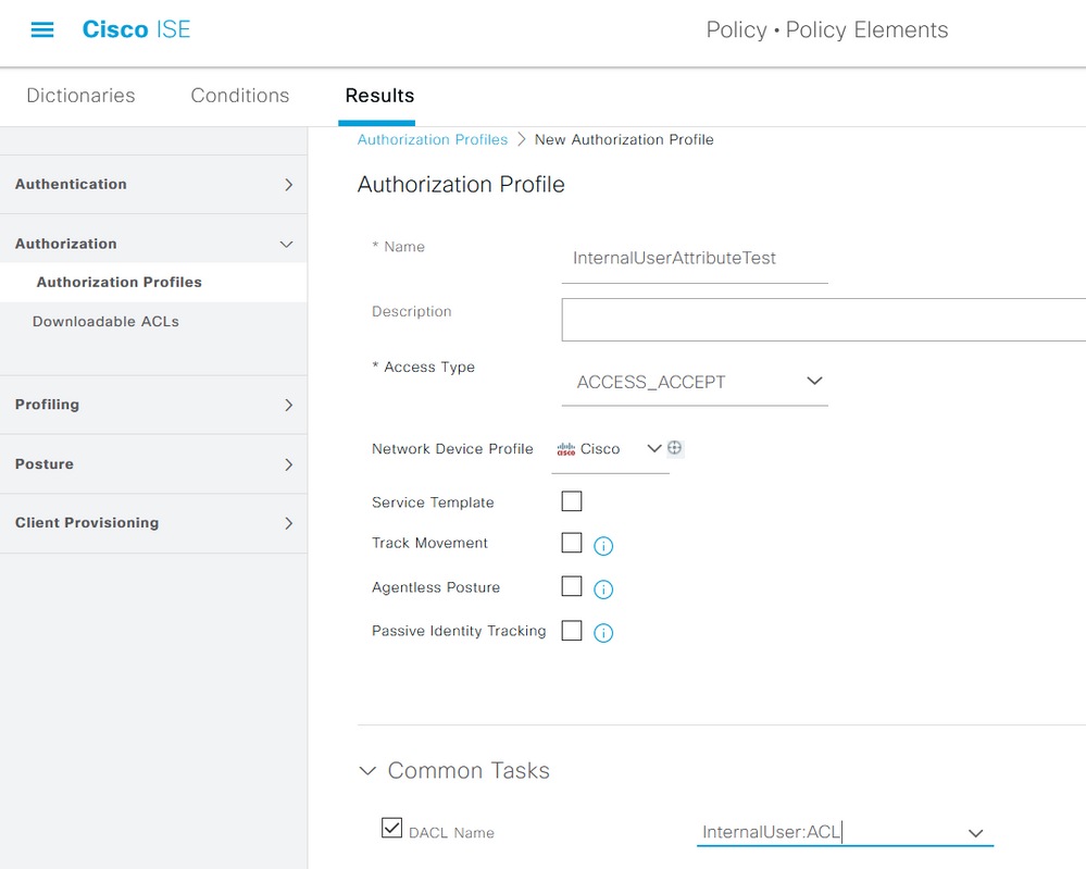 Configure Authorization Profiles for Internal and External Users