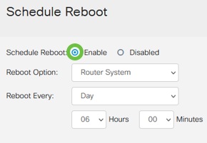 To turn on Schedule Reboot, select Enable. 