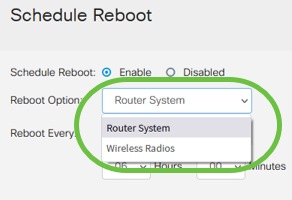 Select the Reboot Option from the drop-down menu. You can choose to either reboot the wireless radios or the entire router system. 