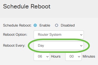 Under Reboot Every section, configure the schedule for your reboot. 