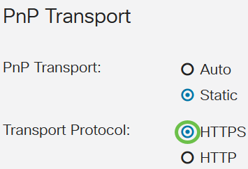 Select the Transport Protocol by checking the check box next to HTTP or HTTPS.
