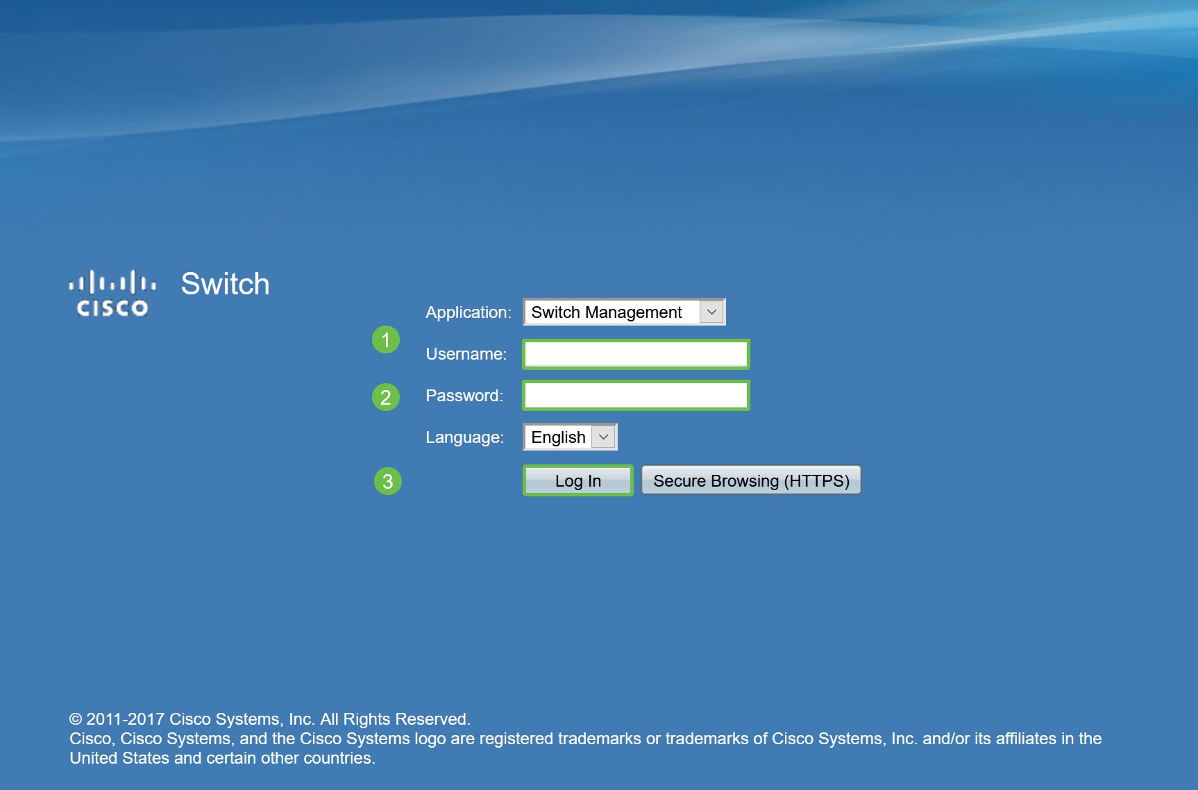 This image shows the login page for the switch. 