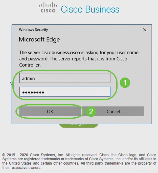 Log in using the credentials that were configured and Click OK