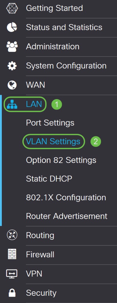 Navigate to LAN > VLAN Settings.