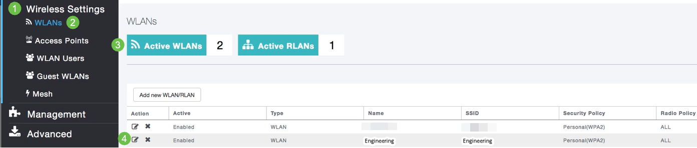 To view the WLAN you created, select Wireless Settings > WLANs. 