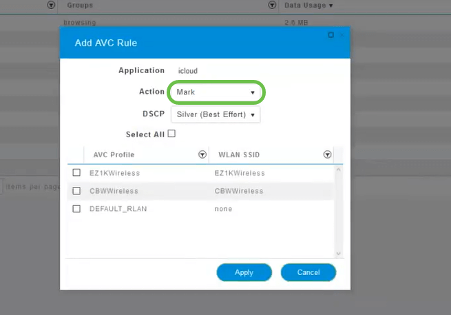 Click the Action drop-down to select what to do with that application.