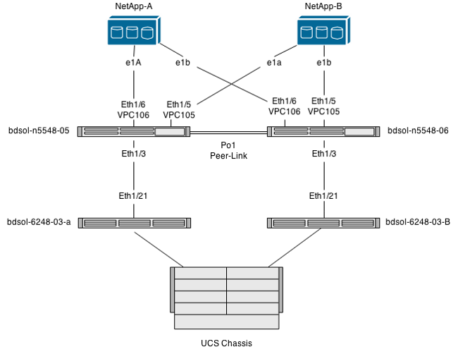 Between Each Nexus 5000 and Each NetApp there is also One Link Bound to Associated VPCS