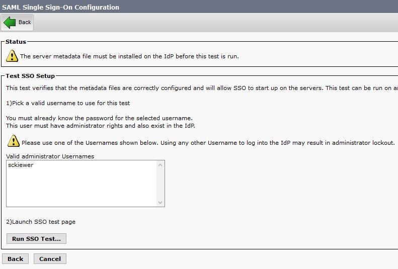 SSO with CUCM and AD FS - CUCM Configuration - SAML Single Sign-On Configuration