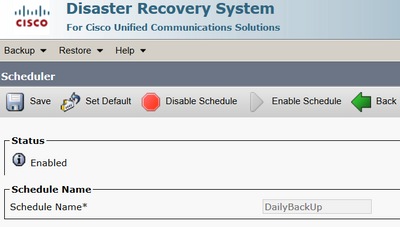 Configure Backup and Restore from GUI - Scheduler enabled