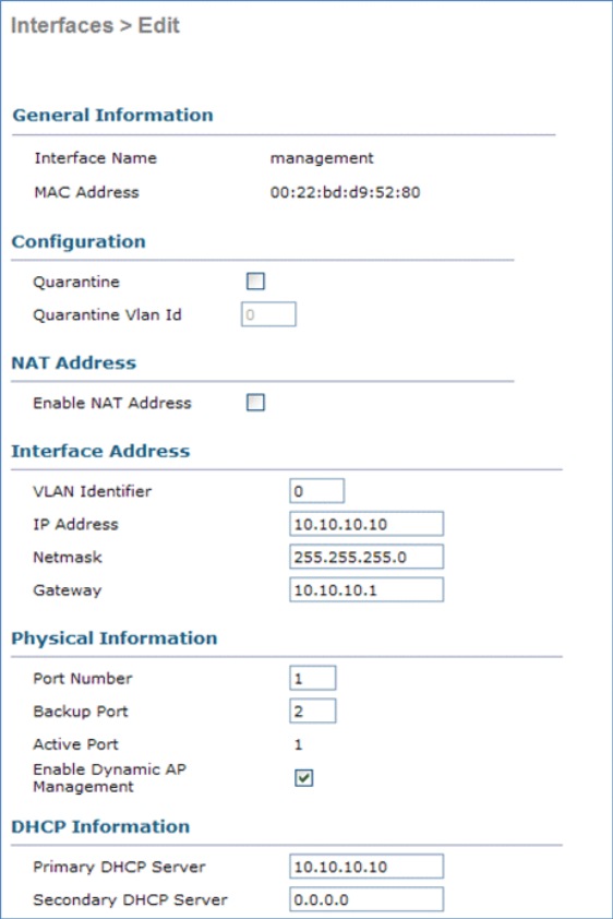 27_2500 WLC Interface Address Configuration