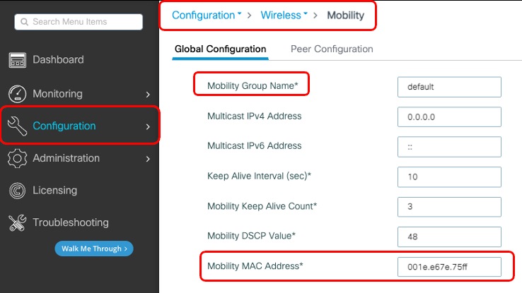Mobility group global configuration
