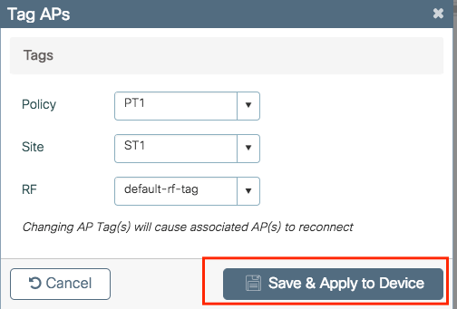 Tagging APs Save and Apply