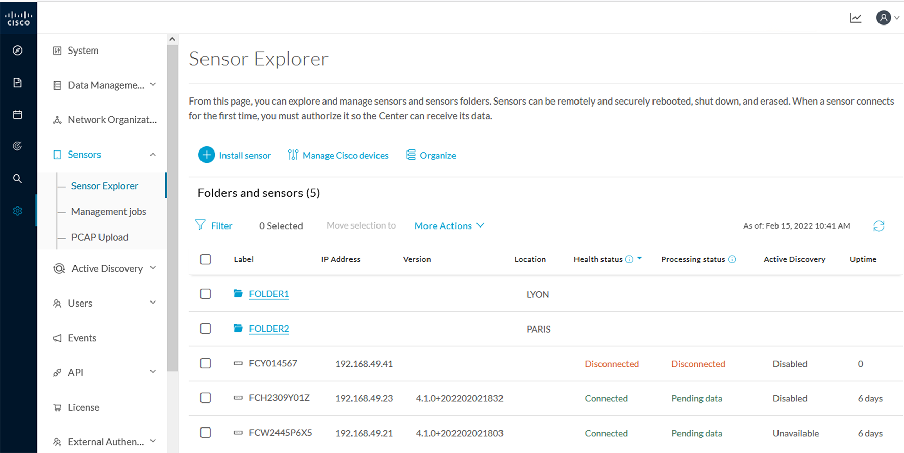 Cisco Cyber Vision GUI Administration Guide, Release 4.3.0 - Sensors ...