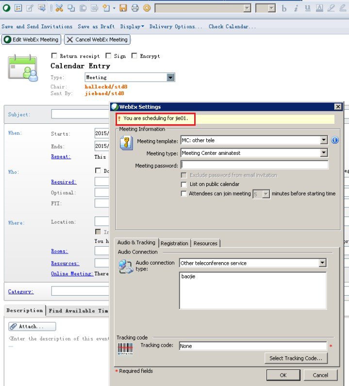 Allow Someone To Schedule Webex Meetings On Your Behalf In IBM Lotus