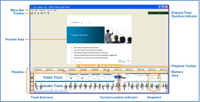 Zde je Editor záznamů Webex.