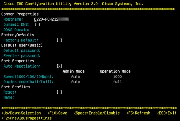 Common Properties screen.