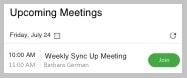Liste mit anstehenden Meetings
