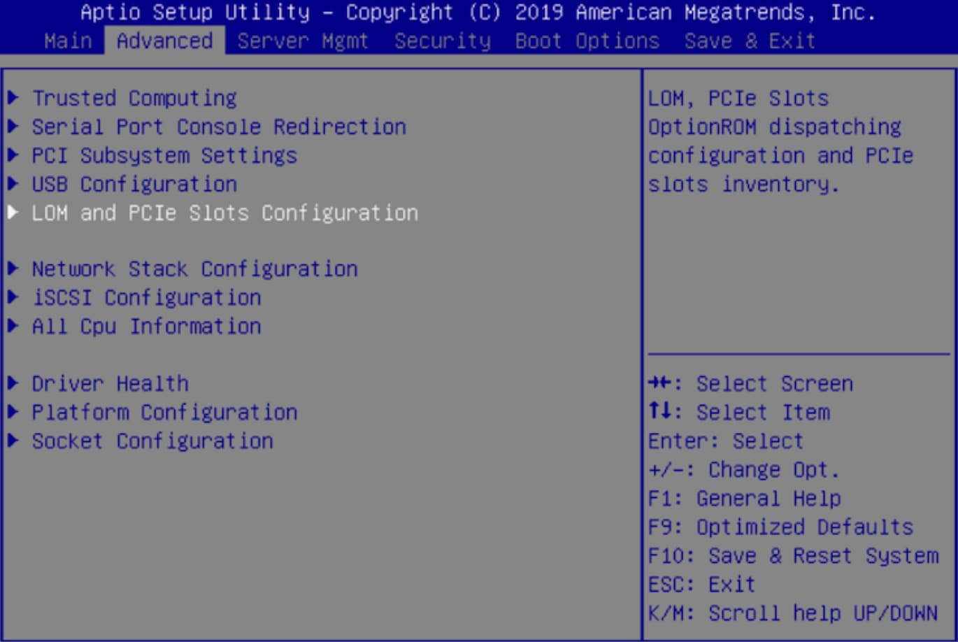 Aptio Setup Utility - Advanced Tab