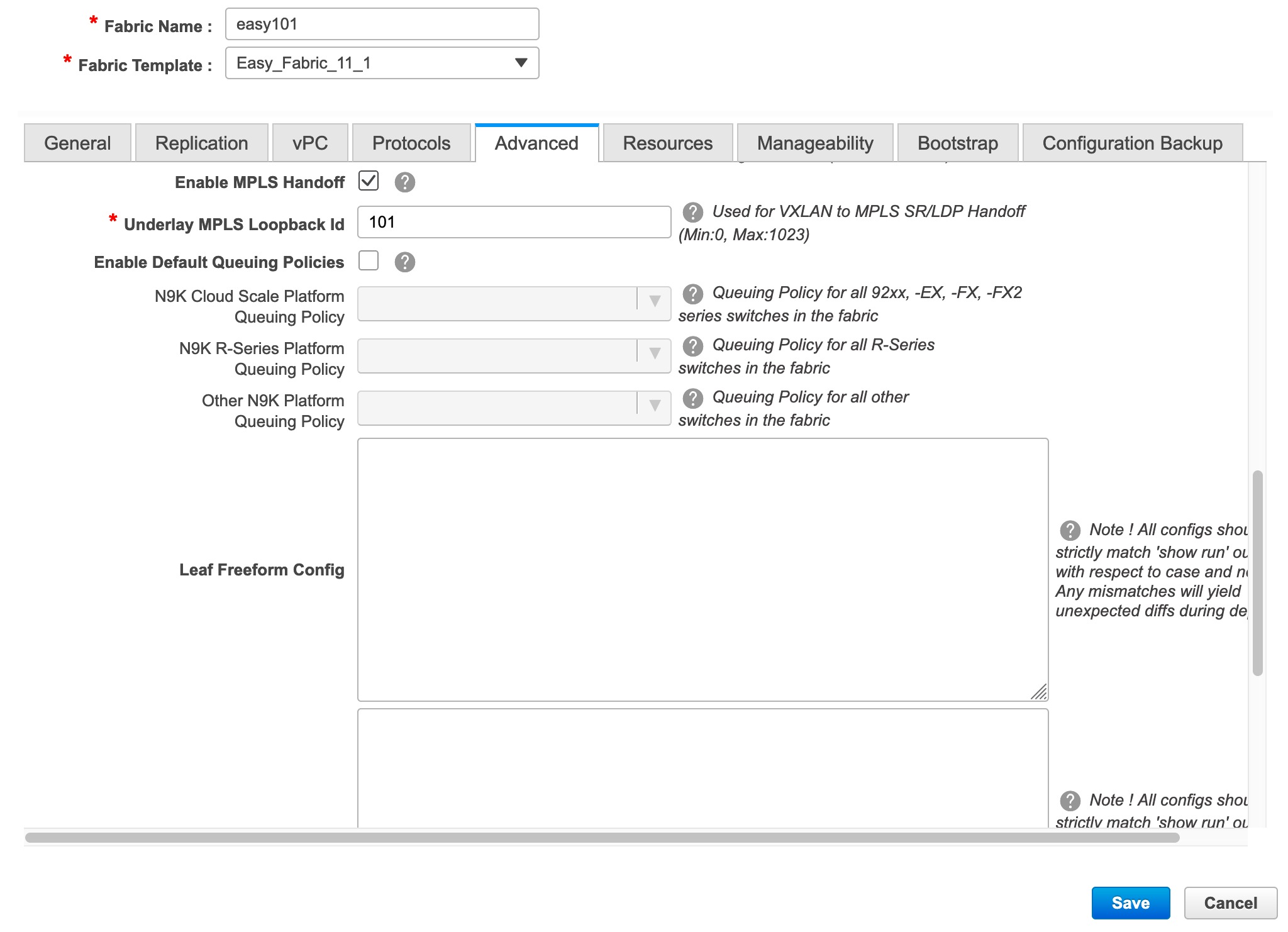 Cisco DCNM LAN Fabric Configuration Guide, Release 11.5(x) MPLS SR
