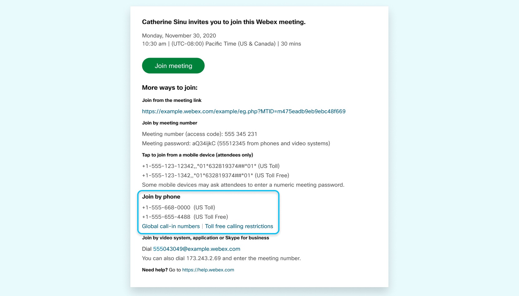 Attendees Join By Phone audio Only Cisco Webex Confluence