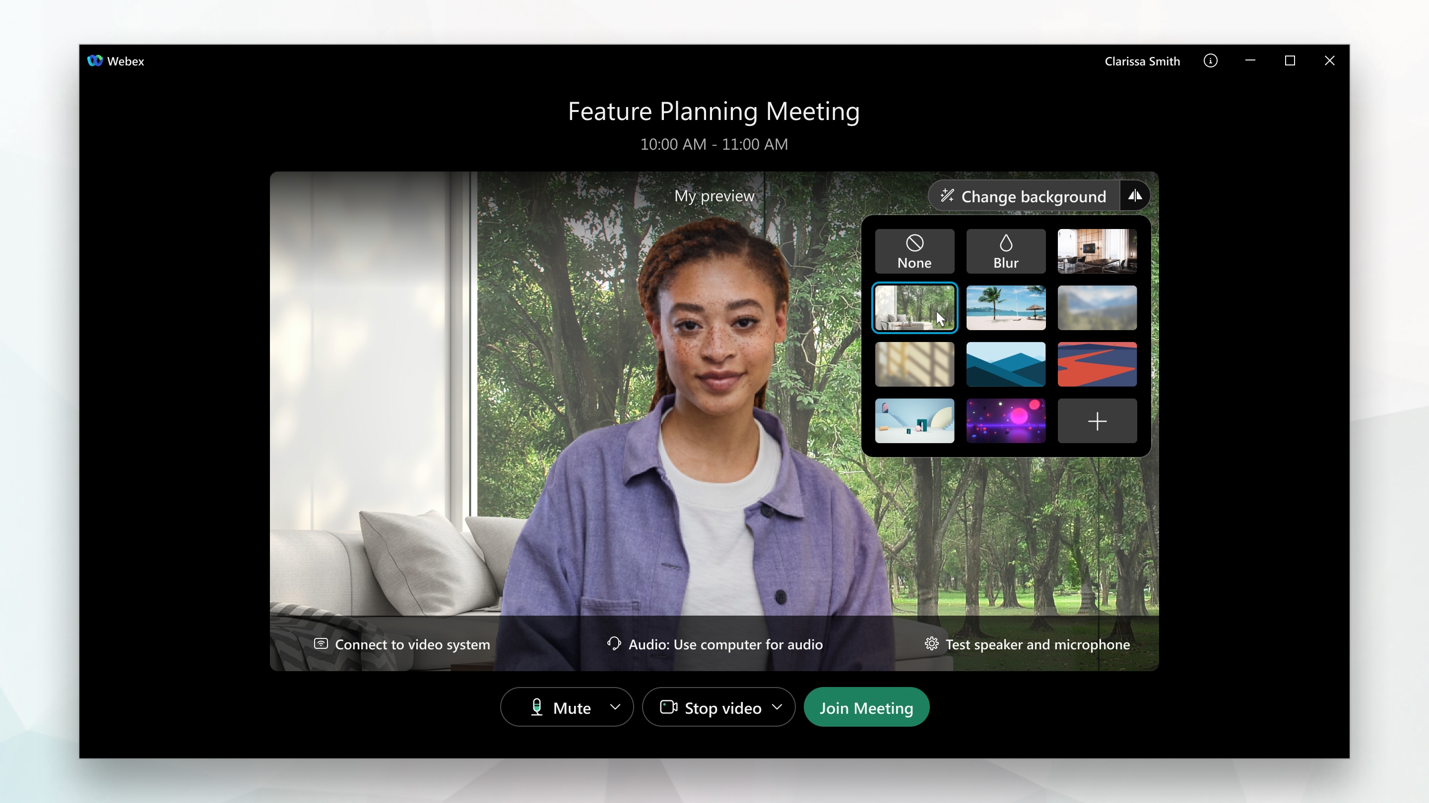 how to change the background on Webex video conference