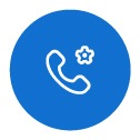 Das Symbol eines Telefonhörers mit einem kleinen Zahnradsymbol befindet sich auf dem blauen Symbol für die App für Anrufqualitätseinstellungen.