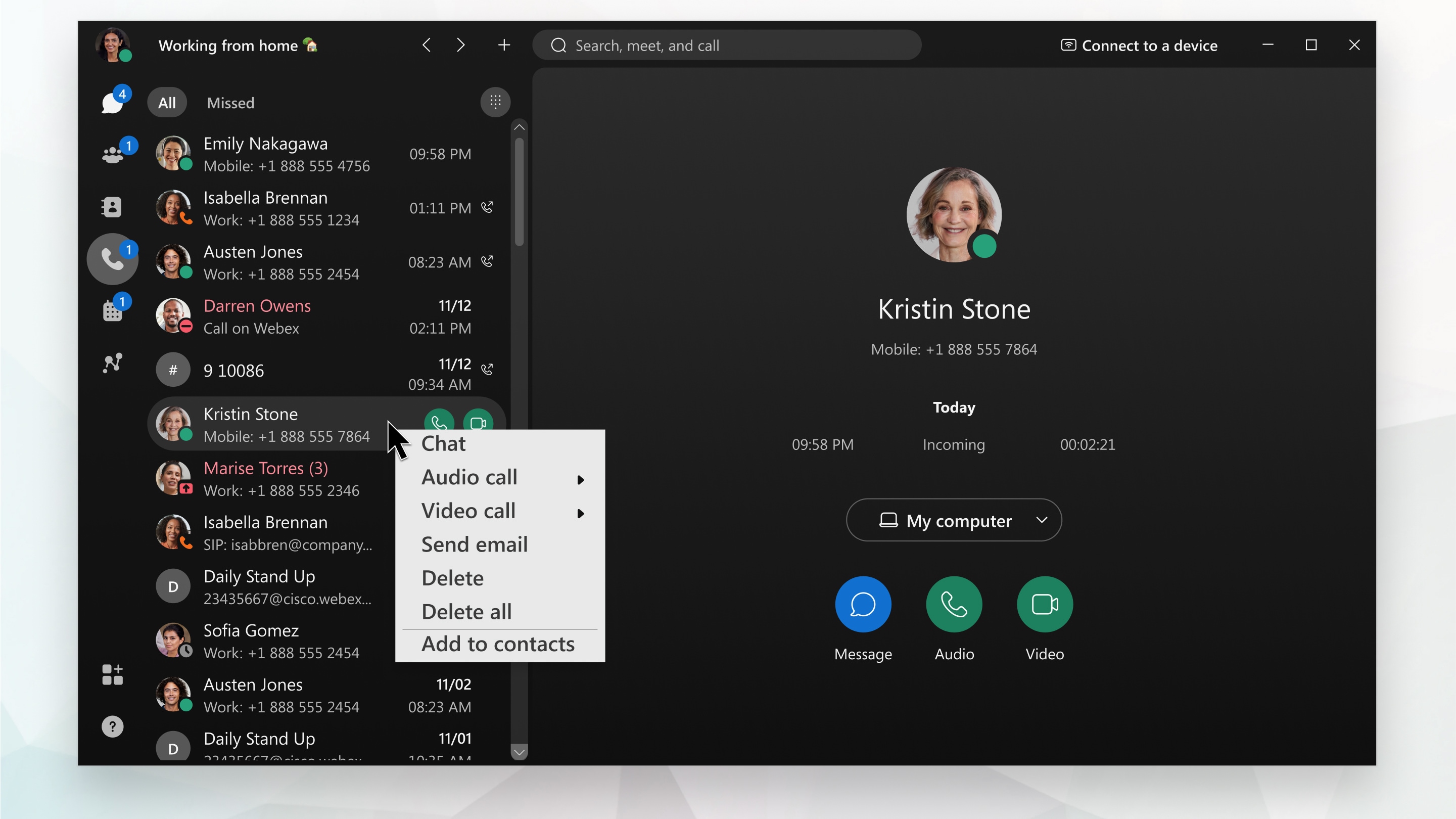 Calls ex View Call and Meeting History