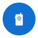 Auf dem blauen Symbol der App „Push to Talk“ ist ein Walkie-Talkie abgebildet.