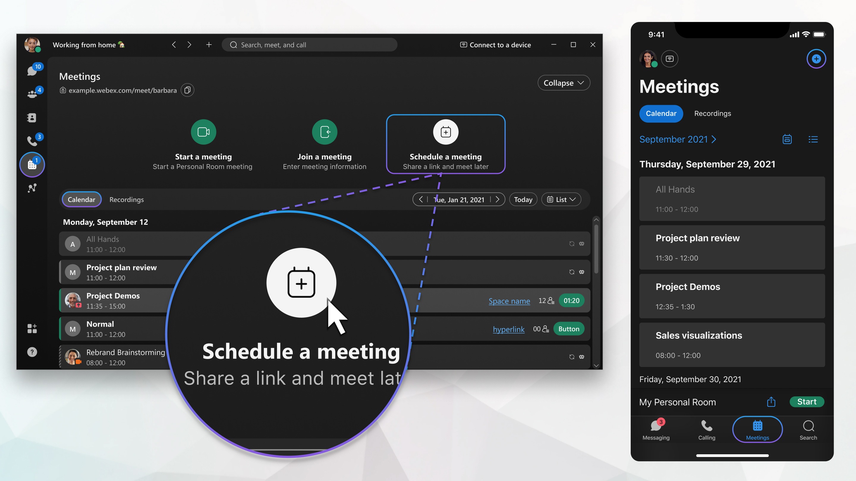 Webex App Schedule A Meeting From The Meetings Calendar