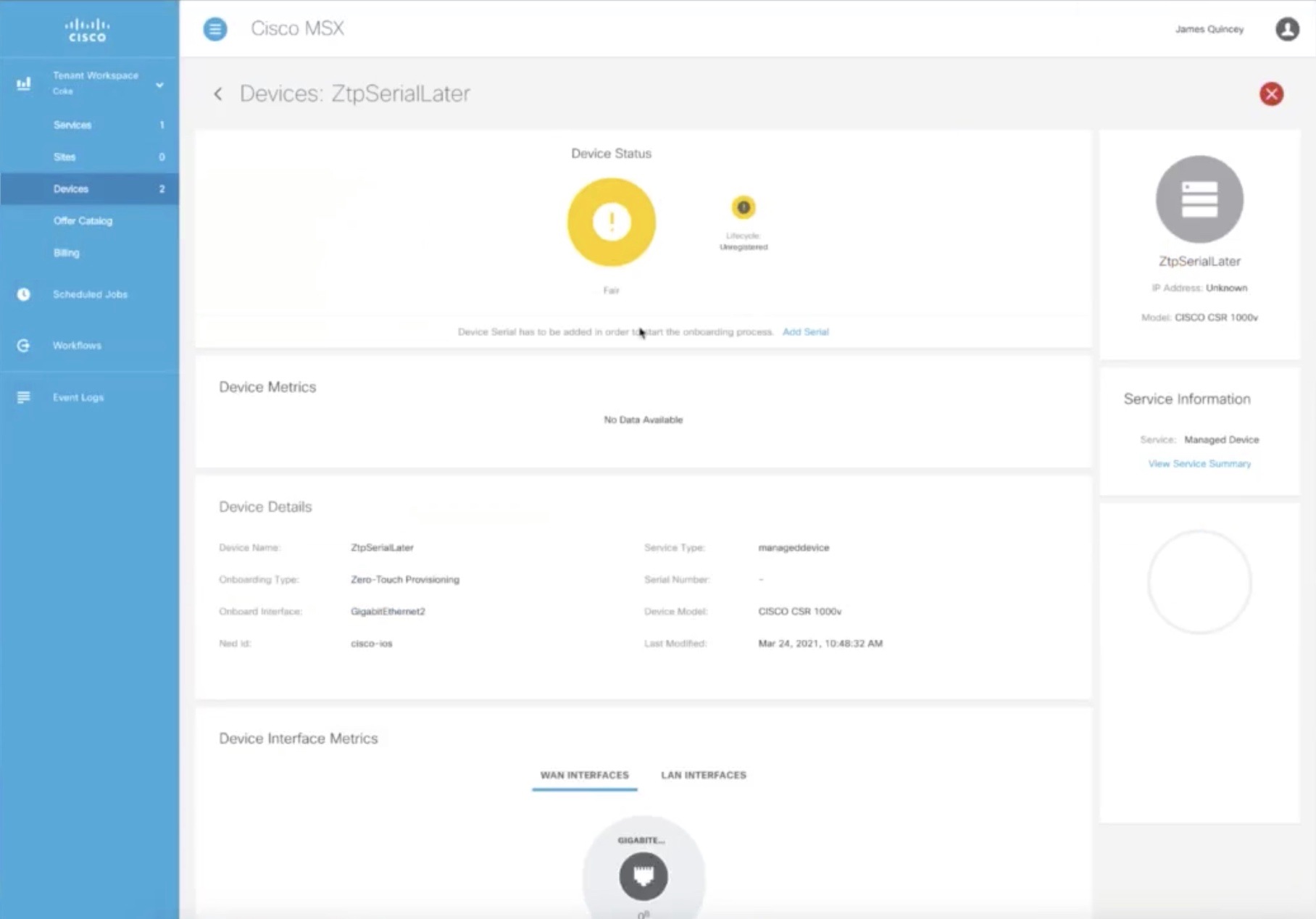 Cisco Managed Services Accelerator (MSX) 4.2 Managed Device Service