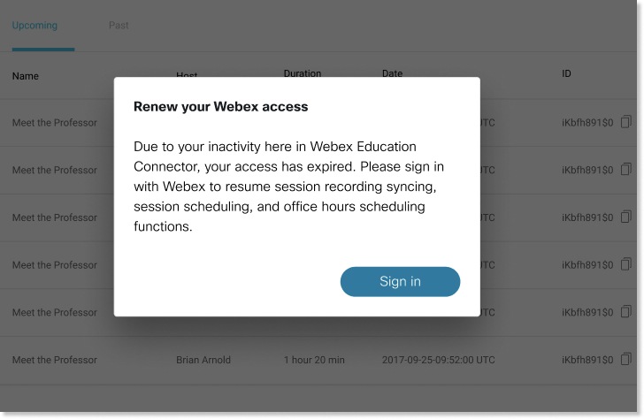 Renew your Webex access window