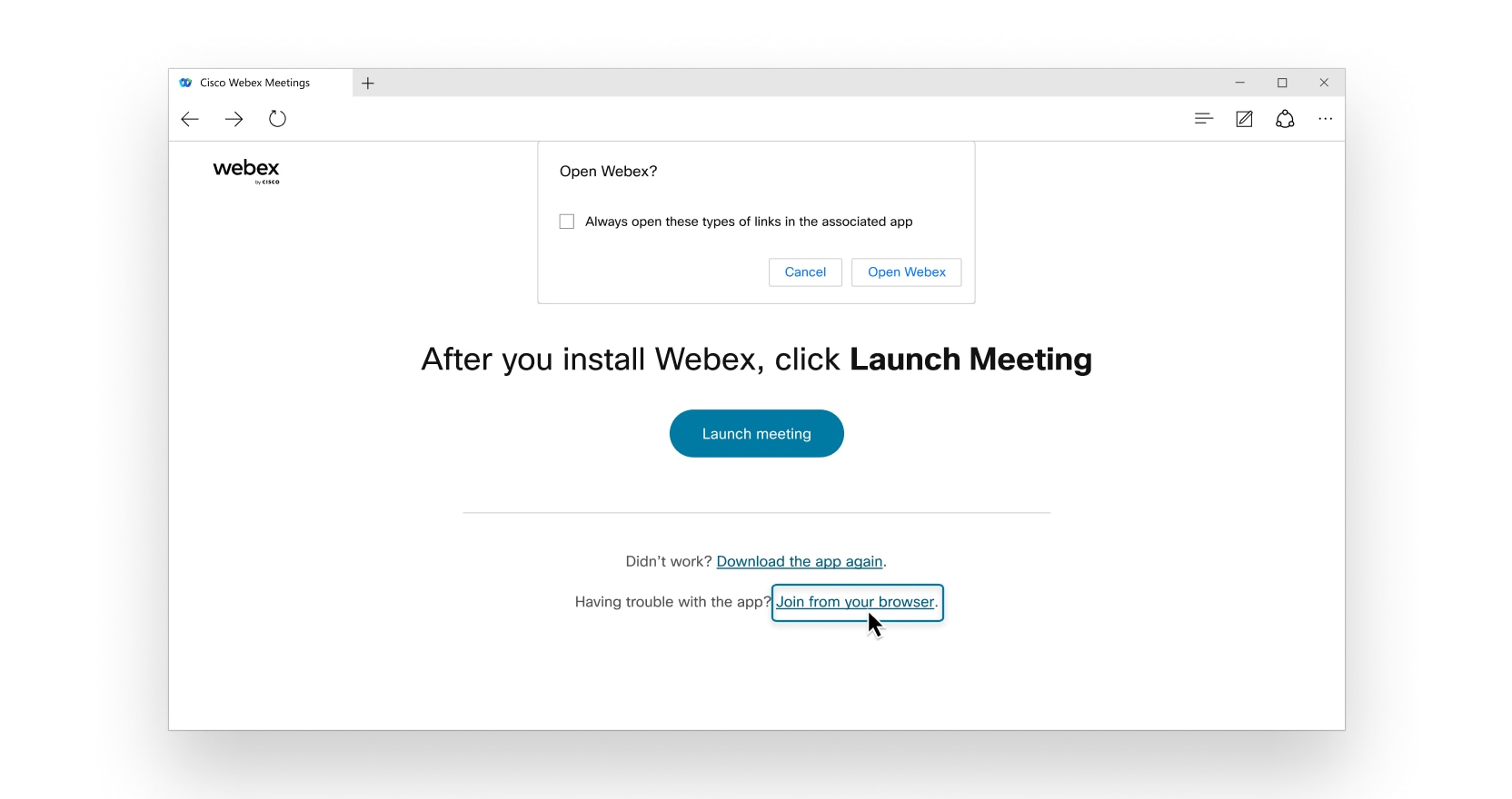 use the webex plugin for chrome on a mac