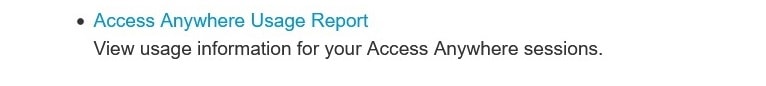 Links til at generere rapporter for Access Anywhere.