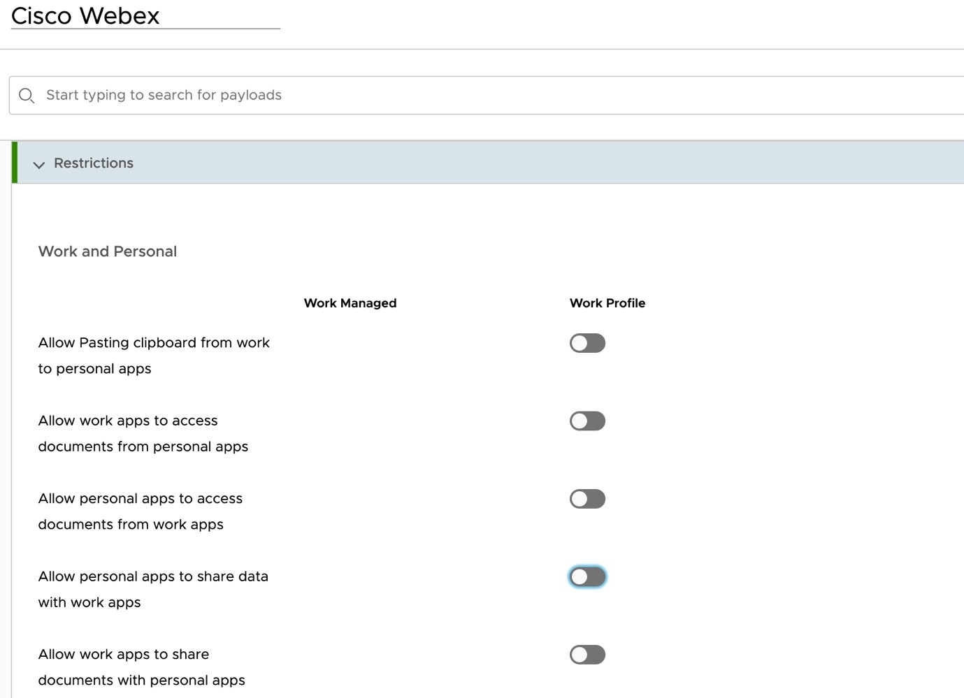 Webex | Management con VMware Workspace ONE Unified Endpoint Management