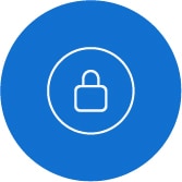 Ein Bild eines Schlosses in einem Kreis befindet sich auf der blauen Device Policy Controller-App.