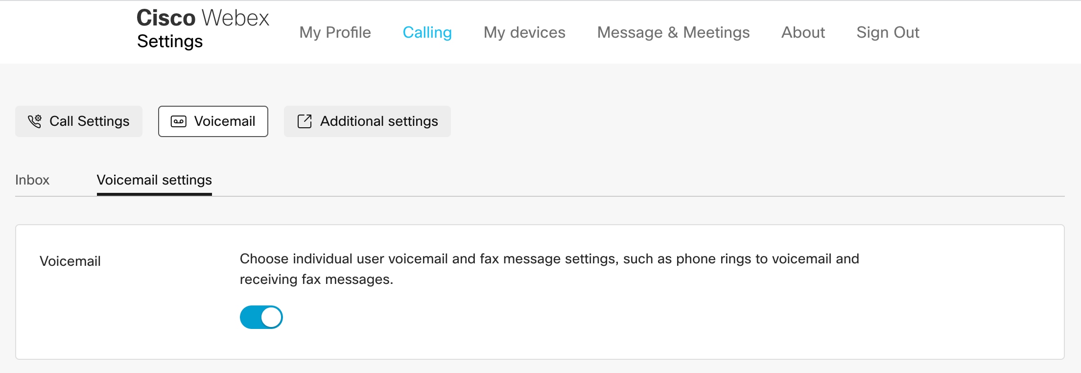 ex Settings user portal Configure your voicemail settings