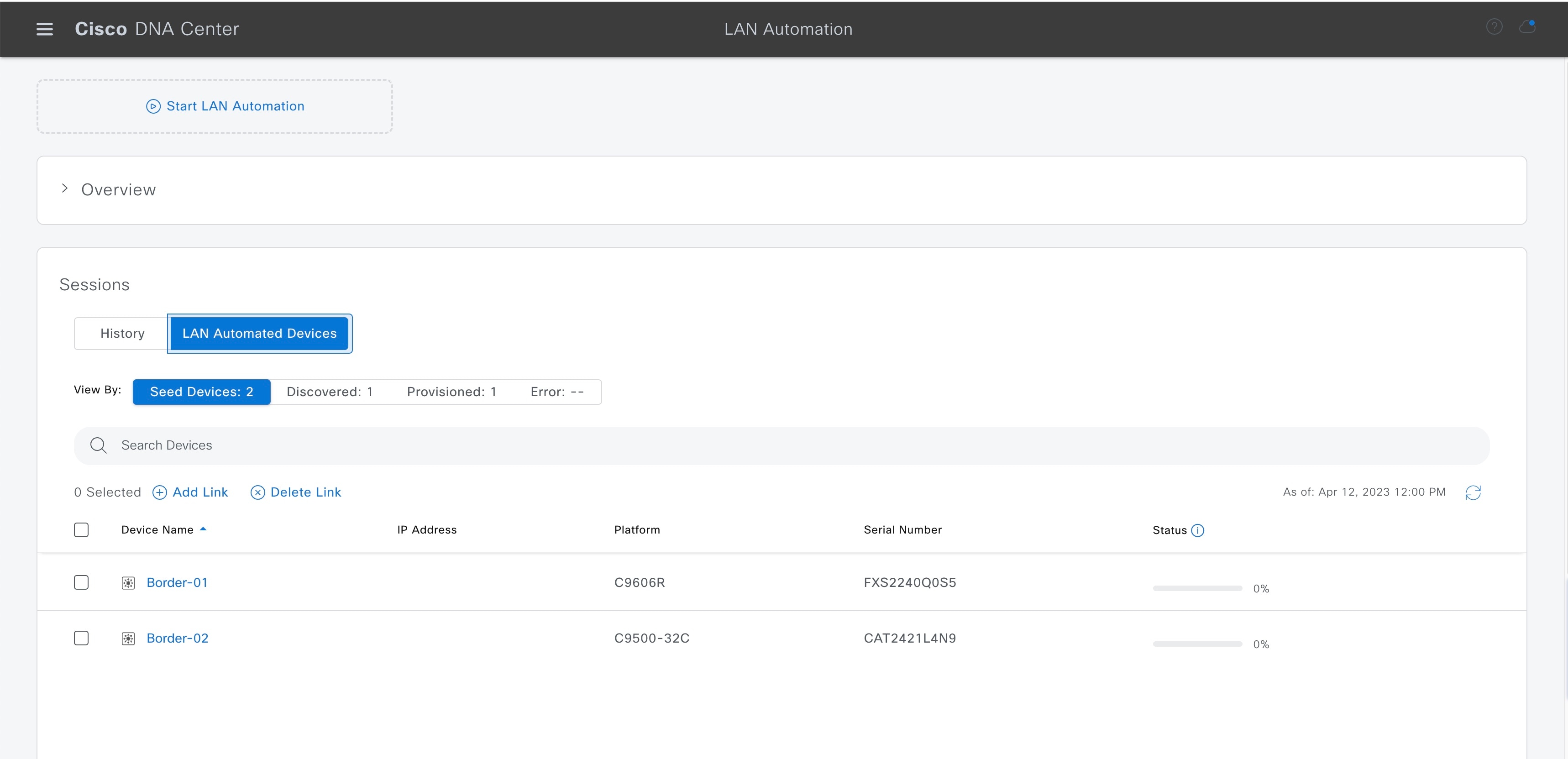 Add Link in LAN Automation